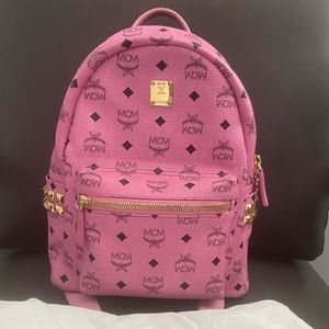MCM Visetos Stark Side Studs Pink Backpack